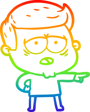 Gökkuşağı gradyan çizgi çizimi bir insan tarafından çizilmiş yorgun bir adam