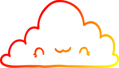 Bir insan tarafından çizilmiş sevimli bir karikatür bulutunun sıcak gradyan çizimi