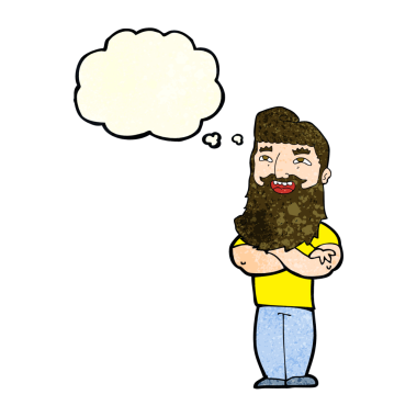 Bir insan tarafından çizilmiş düşünce baloncuğu olan gururlu bir adam.