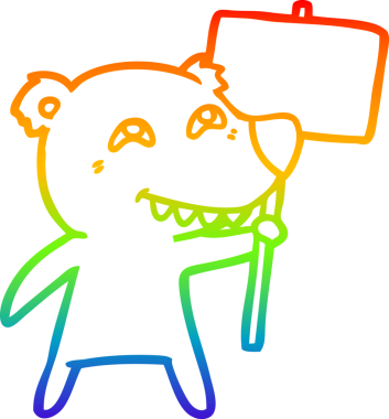 Bir insan tarafından çizilmiş dişleri gösteren karikatür kutup ayısının çizimi.