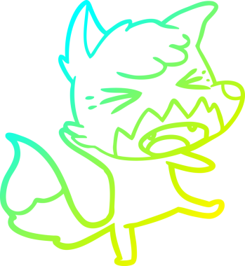 Bir insan tarafından çizilmiş kızgın bir tilkinin soğuk çizgi çizimi.