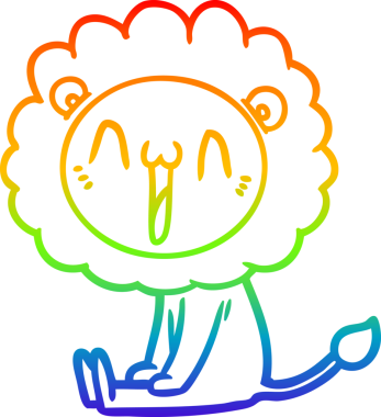 gökkuşağı gradyanı çizimi bir insan tarafından çizilmiş mutlu bir karikatür aslanı