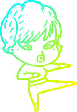 Bir insan tarafından çizilmiş bir karikatür kadın çizimi.