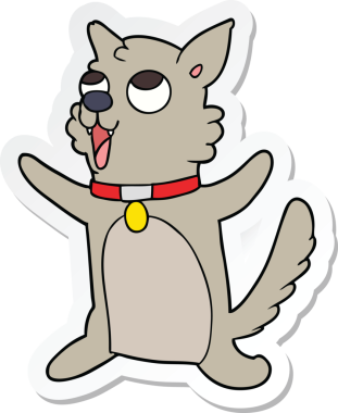 Bir insan tarafından çizilmiş bir köpeğin çıkartması.