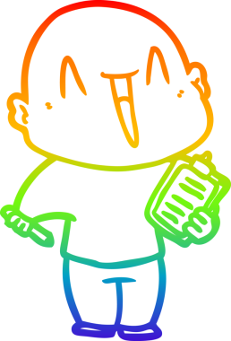 gökkuşağı gradyan çizimi mutlu bir çizgi kel adamın çizimi bir insan tarafından çizildi