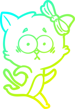 Bir insan tarafından çizilen çizgi film kedisinin soğuk gradyan çizgisi.