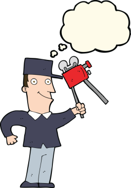 Bir insan tarafından çizilmiş düşünce balonlu çizgi film yapımcısı.