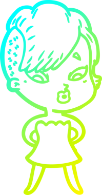 Bir karikatür çizimi, bir insan tarafından çizilmiş bir kızı şaşırttı.