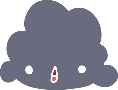 Bir insan tarafından çizilmiş düz renkli çizgi film bulutu