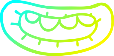 Bir insan tarafından çizilmiş karikatür ağzının soğuk gradyan çizgisi.