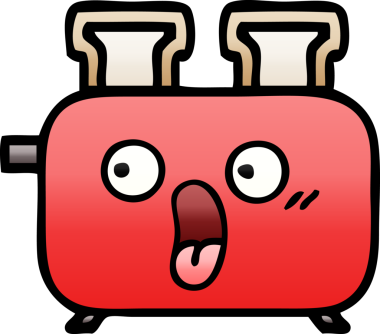 Bir insan tarafından çizilmiş tost makinesinin gölgelenmiş karikatürü.
