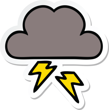 Bir insan tarafından çizilmiş şirin bir fırtına bulutunun çıkartması.