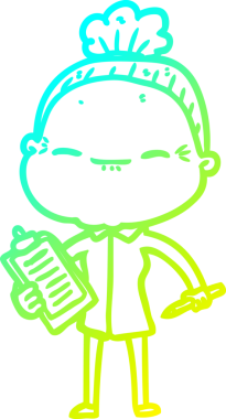 Bir insan tarafından çizilmiş barışçıl, yaşlı bir kadının soğuk çizgi çizimi.