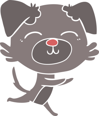 Bir insan tarafından çizilmiş düz renkli çizgi film köpeği.