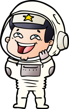 Bir insan tarafından çizilmiş gülen astronot çizgi filmi.