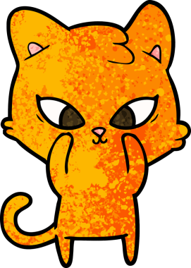 Bir insan tarafından çizilmiş sevimli çizgi film kedisi.