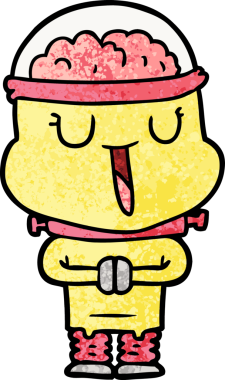 Bir insan tarafından çizilmiş mutlu çizgi film robotu