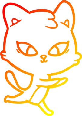 Bir insan tarafından çizilmiş sevimli bir çizgi film kedisinin sıcak çizgi çizgisi.