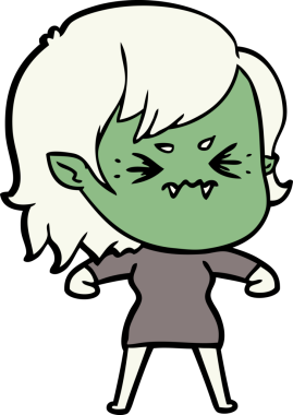 Bir insan tarafından çizilmiş kızgın vampir kız.