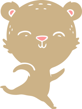 Bir insan tarafından çizilmiş mutlu düz renkli çizgi film ayısı.