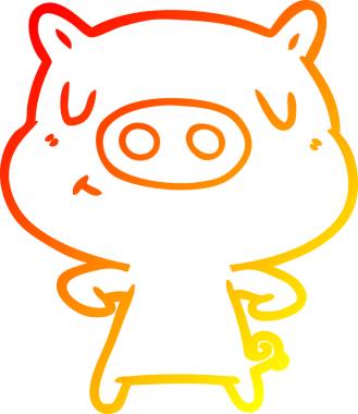 Bir insan tarafından çizilen çizgi film içerikli domuzun sıcak çizgi çizimi