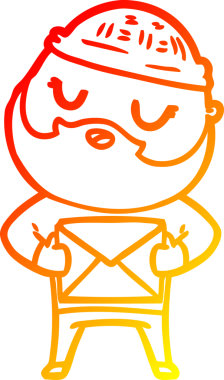 Bir insan tarafından çizilmiş sakallı bir çizgi film karakteri.