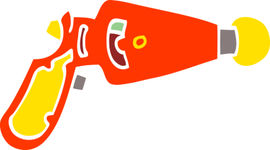 Bir insan tarafından çizilmiş düz renk çizim ışın tabancası