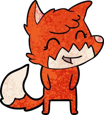 Bir insan tarafından çizilmiş mutlu çizgi film tilkisi.