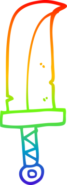 gökkuşağı gradyan çizgi çizimi bir insan tarafından çizilmiş bir hançer