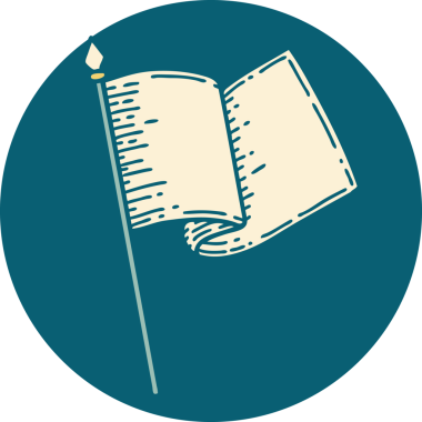 Bir insan tarafından çizilmiş beyaz bir bayrağın ikonik dövme şekli