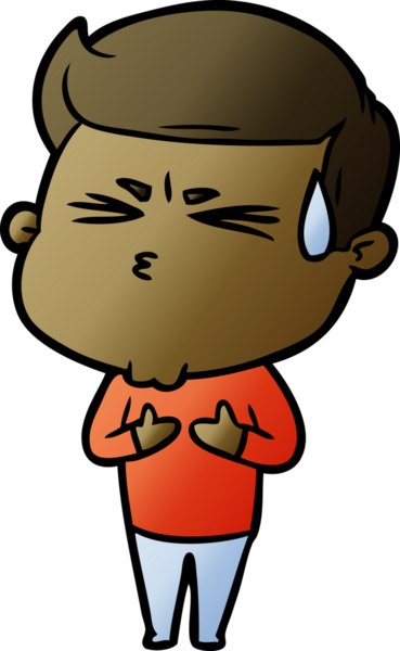 Bir insan tarafından çizilmiş terleyen çizgi film adamı.