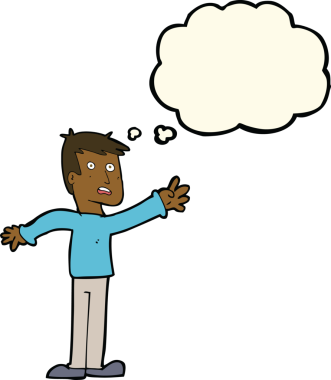 Bir insan tarafından çizilen düşünce baloncuğuyla uzanan endişeli bir adam.