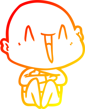 Bir insan tarafından çizilmiş mutlu, kel bir adamın sıcak çizgi çizimi.