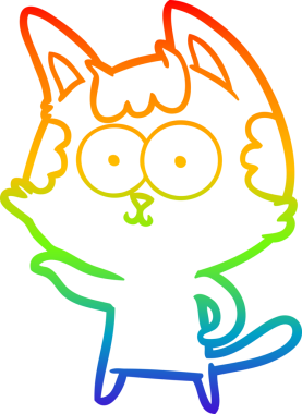 gökkuşağı gradyan çizimi mutlu çizgi film kedisi bir insan tarafından çizildi