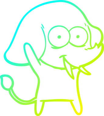 Bir insan tarafından çizilmiş mutlu bir filin soğuk gradyan çizgisi.