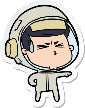 Bir insan tarafından çizilmiş astronotun çizdiği bir çizgi film çıkartması.