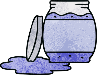 Bir insan tarafından çizilmiş çilek reçelinin el desenli karikatürü.