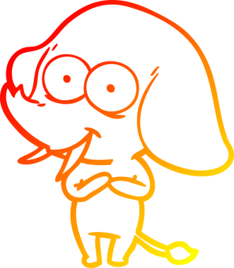 Bir insan tarafından çizilmiş mutlu bir filin sıcak çizgi çizimi