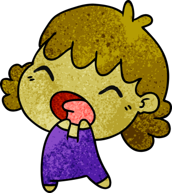 Bir insan tarafından çizilmiş, el yazısıyla çizilmiş, tatlı bir kawai kızının çizgi filmi.