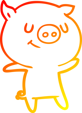 Bir insan tarafından çizilmiş mutlu çizgi film domuzu çizimi.