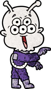 Bir insan tarafından çizilmiş mutlu bir uzaylı çizgi filmi.