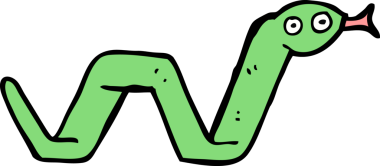 Bir insan tarafından çizilmiş komik çizgi film yılanı.