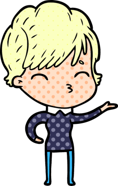 Bir insan tarafından çizilmiş bir çizgi film kadını.