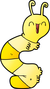 Bir insan tarafından çizilmiş mutlu bir tırtıl.