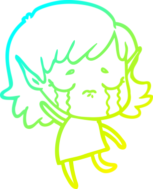 Bir insan tarafından çizilmiş, ağlayan bir elf kızı çizimi.