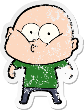 Bir insan tarafından çizilmiş kel bir adamın sıkıntılı çıkartması.