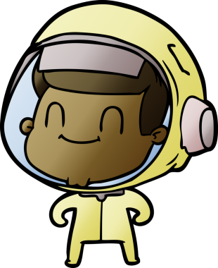 Bir insan tarafından çizilmiş mutlu astronot.
