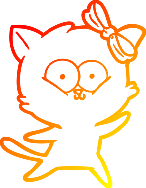 Bir insan tarafından çizilmiş çizgi film kedisinin sıcak çizgi çizimi