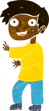 Bir insan tarafından çizilmiş heyecanlı bir çocuk.