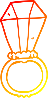 Bir insan tarafından çizilen çizgi film nişan yüzüğünün sıcak gradyan çizimi